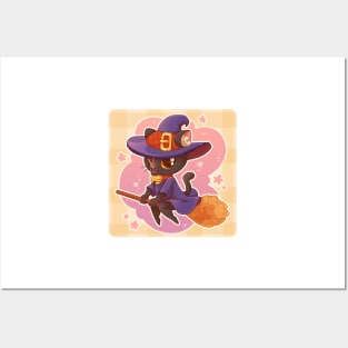 Witch cat. Halloween Posters and Art